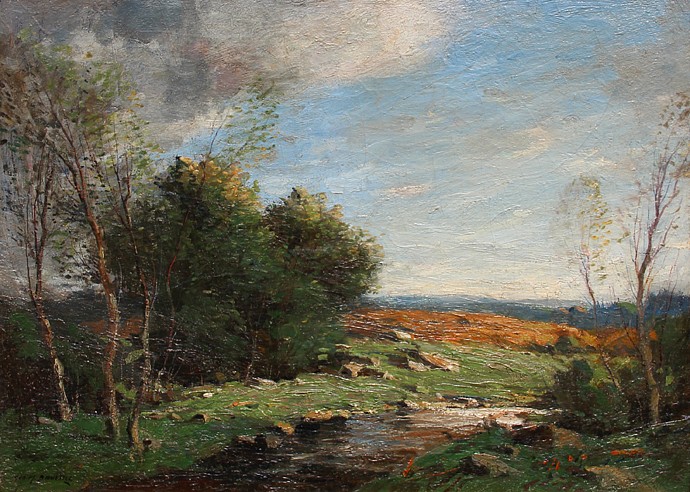 George M. Bruestle, Along the Stream
oil on canvas, 22" x 30"
signed, Geo M. Bruestle, lower left
EDGW 0816
$7,500