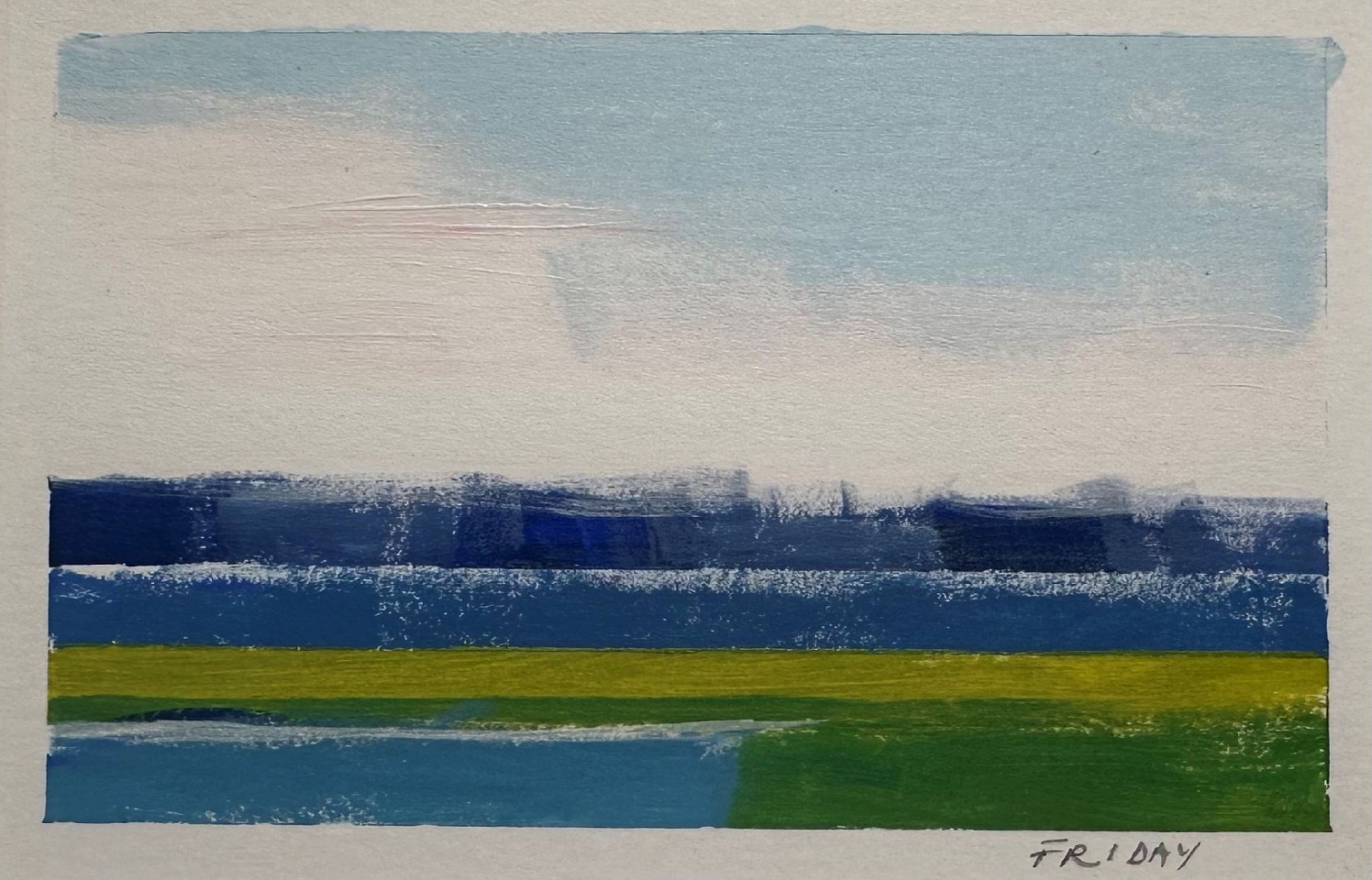 Judy Friday, Indigo Island
acrylic on paper, 3"" x 5""
JF 1123.20
$300